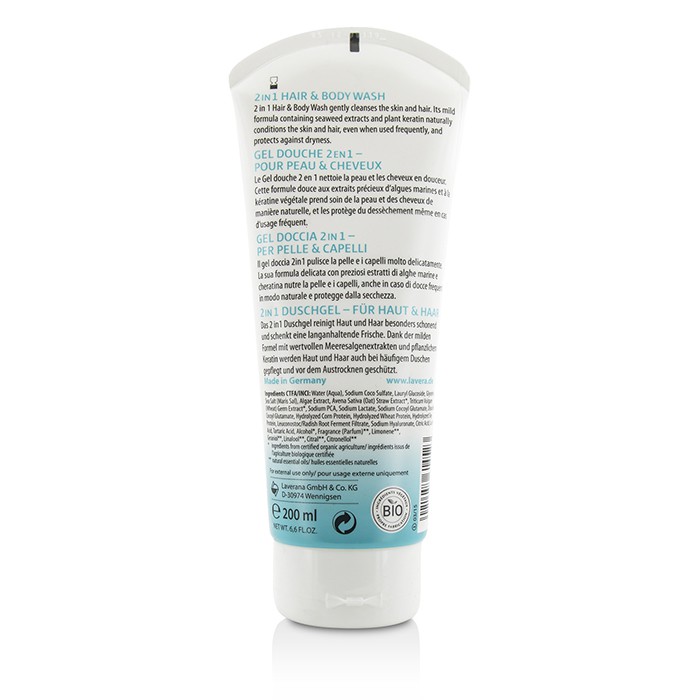 Lavera Basis Sensitiv 2 in 1 Hair & Body Wash Dengan Ekstrak Rumput Laut 200ml/6.6ozProduct Thumbnail