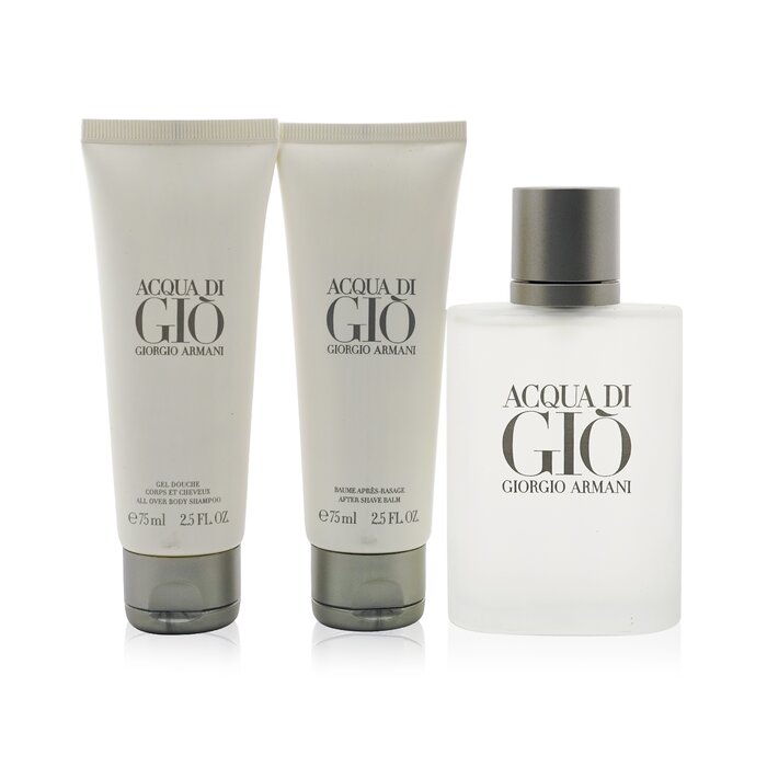 Giorgio Armani Acqua Di Gio Coffret: Eau De Toilette Spray 100ml/3.4oz + All Over Body Shampoo 75ml/2.5oz + After Shave Balm 75ml/2.5oz (Unboxed) 3pcsProduct Thumbnail