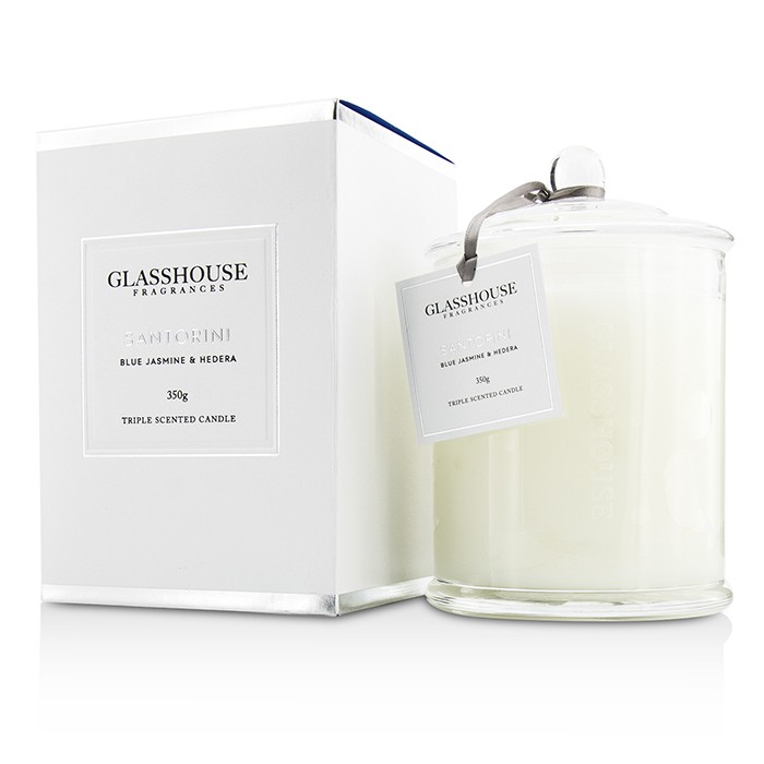 Glasshouse Triple Scented Candle - Santorini (Blue Jasmine & Hedera) 350gProduct Thumbnail