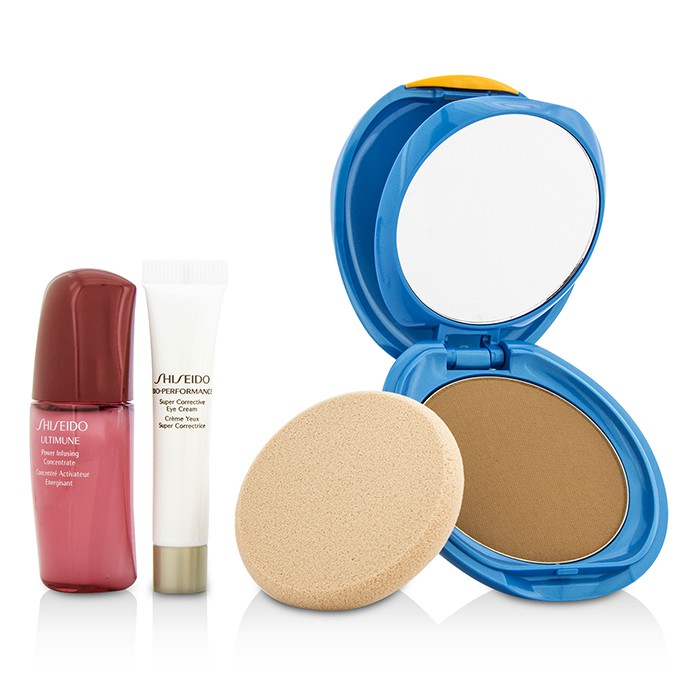 Shiseido UV Protective Powder szett: 1xUltimune koncentrátum, 1xBio Performance szemkörnyékápoló krém, 1x kompakt alapozó 3pcsProduct Thumbnail