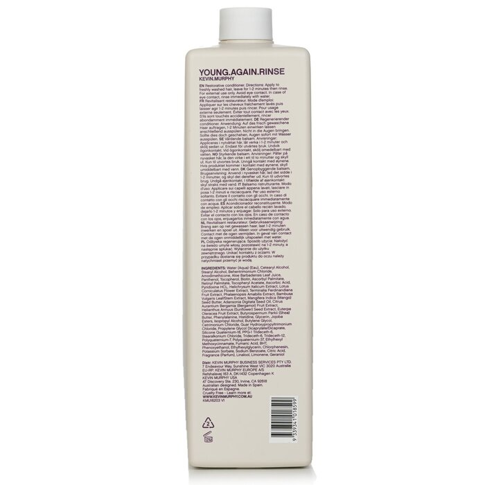 Kevin.Murphy Young.Again.Rinse (Immortelle and Baobab Infused Restorative Softening Conditioner - To Dry, Brittle or Damaged Hair)  1000ml/33.8ozProduct Thumbnail