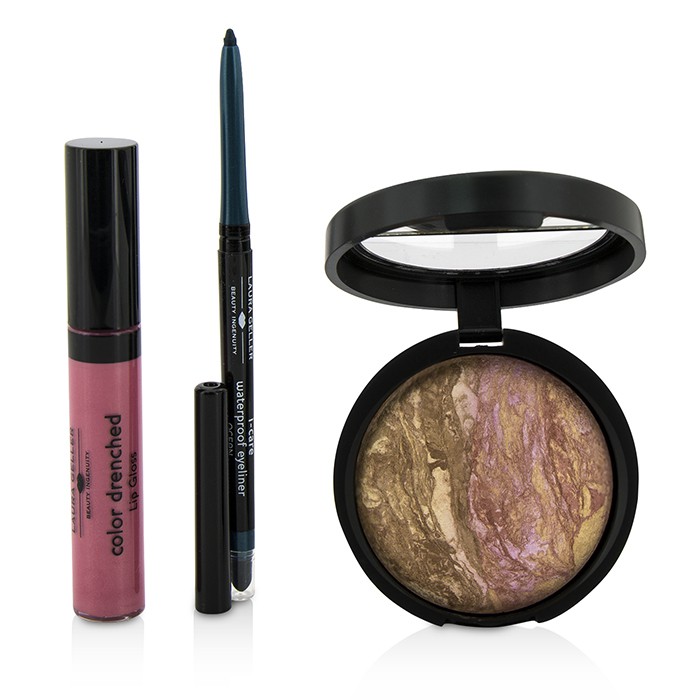 Laura Geller Get Your Glow On (A Full Bronzed Beauty Kit): 1x Blush n Glow, 1x I Care Waterproof Eyeliner, 1x Color Drenched Lip Gloss 3pcsProduct Thumbnail