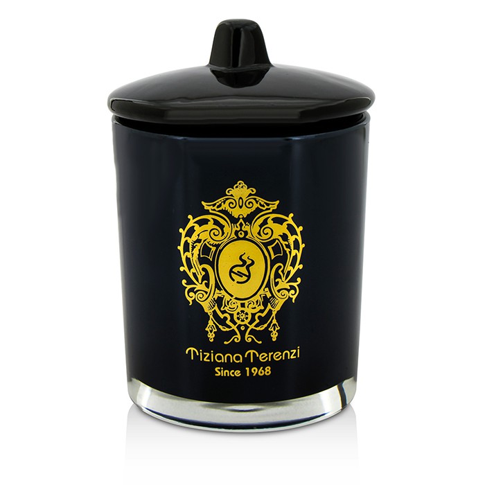 Tiziana Terenzi Glass Candle with Gold Decoration & Wooden Wick - Black Fire (Black Glass) 170g/6ozProduct Thumbnail