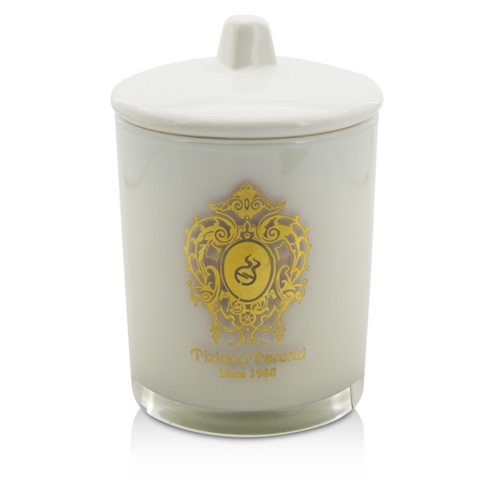 Tiziana Terenzi Glass Candle with Gold Decoration & Wooden Wick - Ischia Orchid (hvitt glass) 170g/6ozProduct Thumbnail