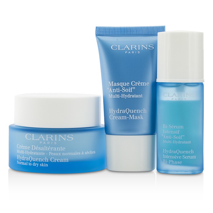 Clarins Moisture Must-Haves Set: HydraQuench Cream 50ml + Serum 15ml + Cream Mask 15ml + Bag 3pcs+1bagProduct Thumbnail
