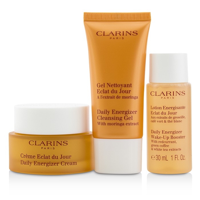 Clarins Radiance & Moisture Set: Daily Energizer Cream 30ml + Cleansing Gel 30ml + Booster 30ml + Bag 3pcs+1bagProduct Thumbnail
