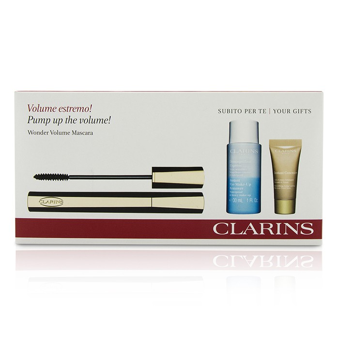 Clarins Pump Up The Volume Set: 1x Wonder Volume Mascara, 1x Mini Instant Eye Make Up Remover, 1x Mini Instant Concealer 3pcsProduct Thumbnail