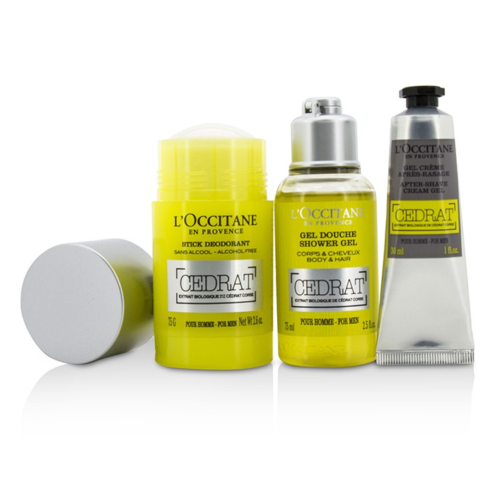 L'Occitane Cedrat Energizing Kit: Deodorant Stick 75g/2.5oz + Shower Gel 75ml/2.5oz + After Shave Cream Gel 30ml/1oz 3pcsProduct Thumbnail
