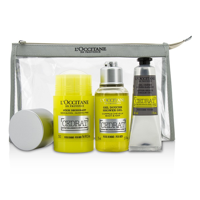 L'Occitane Cedrat Energizing Kit: Deodorant Stick 75g/2.5oz + Shower Gel 75ml/2.5oz + After Shave Cream Gel 30ml/1oz 3pcsProduct Thumbnail