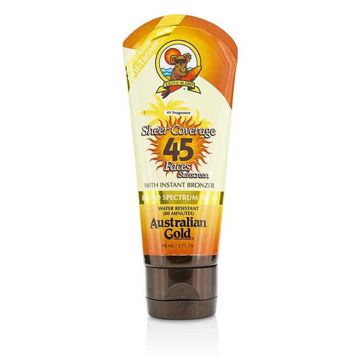 Australian Gold 金色澳洲 長效古銅臉部防曬乳SPF 45 Sheer Coverage Faces Sunscreen SPF 45 With Instant Bronzer 88ml/3ozProduct Thumbnail
