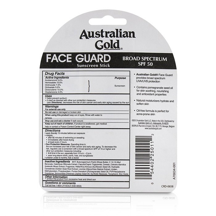 오스트레일리안 골드 Australian Gold 페이스 가드 썬스크린 스틱 브로드 스펙트럼 SPF 50 14g/0.5ozProduct Thumbnail