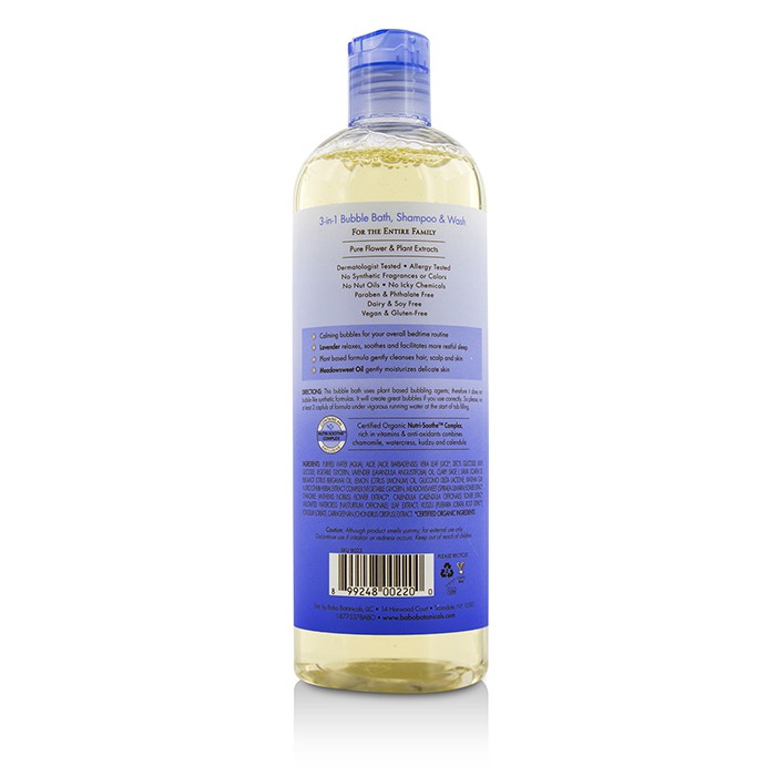 Babo Botanicals 3-In-1 Calming Shampoo, Bubble Bath & Wash with Relaxing Lavender Meadowsweet 450ml/15ozProduct Thumbnail