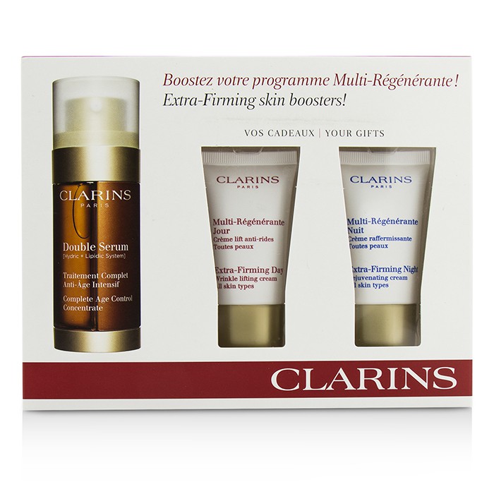 Clarins Zestaw Extra-Firming Skin Boosters: Double Serum 30ml + Day Cream 15ml + Night Cream 15ml 3pcsProduct Thumbnail