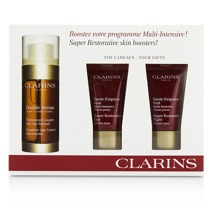 クラランス Clarins Super Restorative Skin Boosters: Double Serum 30ml + Day Cream 1 3pcsProduct Thumbnail