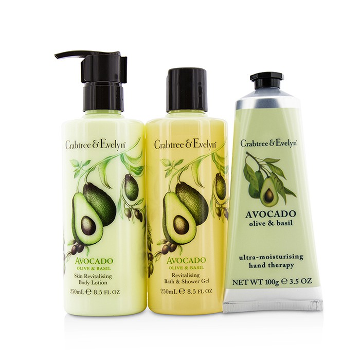 크랩트리 & 에블린 Crabtree & Evelyn Avocado, Olive & Basil Essentials Set: Bath & Shower Gel 250ml + Body Lotion 250ml + Hand Therapy 100g 3pcsProduct Thumbnail