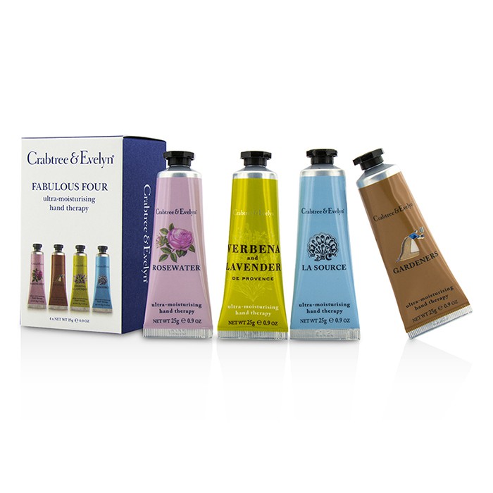Crabtree & Evelyn Fabulous Four Ultra-Moisturising Hand Therapy Set: Rosewater 25g + La Source 25g + Gardeners 25g + Verbena & Lavender 25g 4pcsProduct Thumbnail