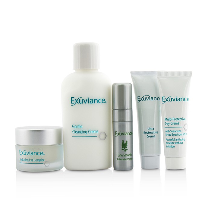 Exuviance Essentials Набор (для Чувствительной/Сухой Кожи): Очищающий Крем + Комплекс для Глаз + Дневной Крем + Восстанавливающий Крем + Сыворотка с Антиоксидантами 5pcsProduct Thumbnail