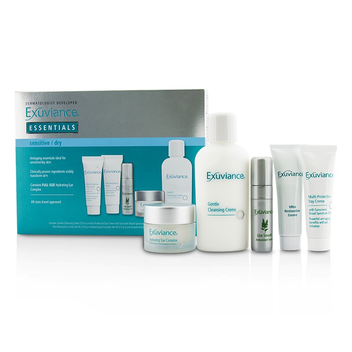 エクスビアンス Exuviance Essentials Kit (Sensitive/ Dry): Cleansing Creme + Eye Complex + Day Creme + Restorative Creme + Antioxidant Serum 5pcsProduct Thumbnail