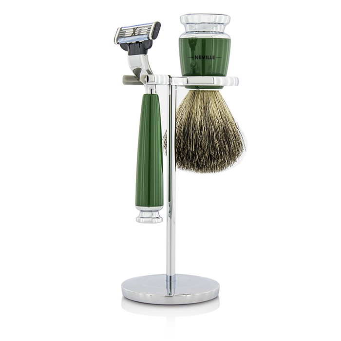 Neville 3 piece Shaving Set: Razor + Pure Badger Shaving Brush + Stand 3pcsProduct Thumbnail
