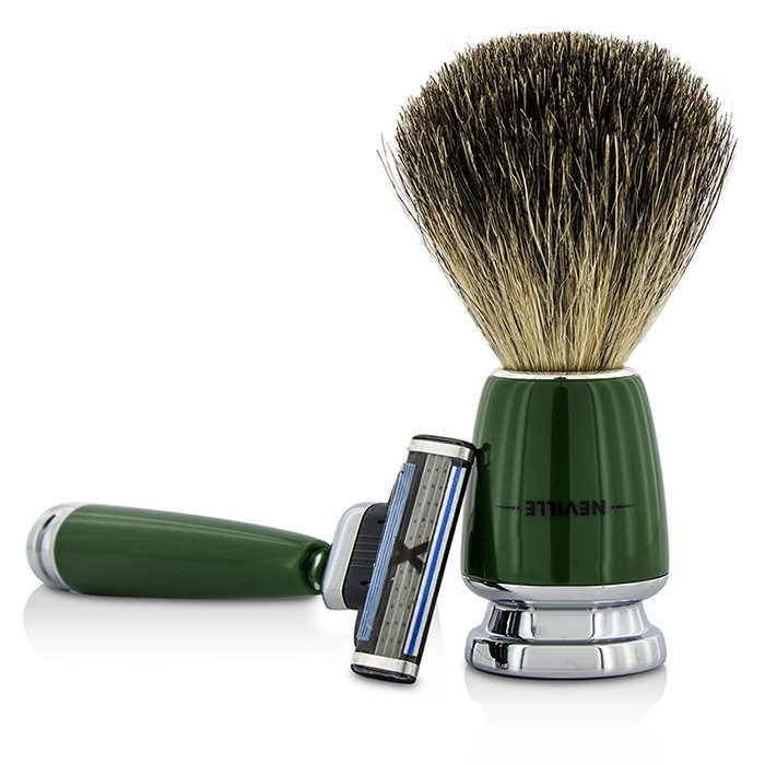 Neville 3 piece Shaving Set: Razor + Pure Badger Shaving Brush + Stand 3pcsProduct Thumbnail