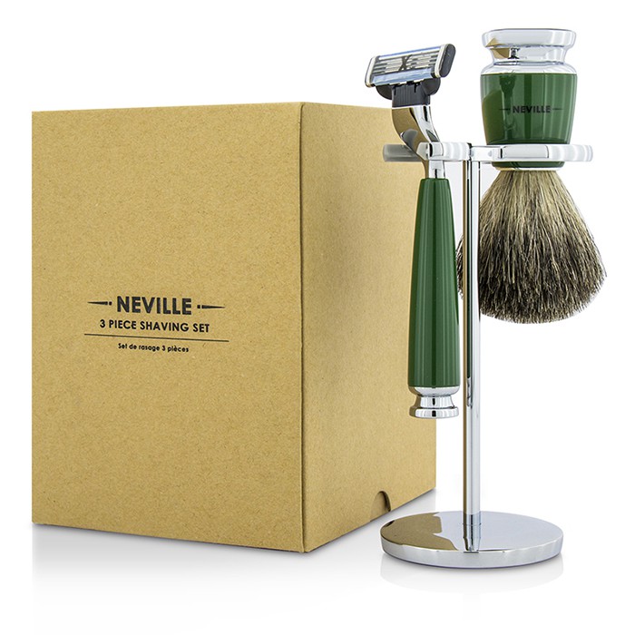 ネヴィル Neville 3 piece Shaving Set: Razor + Pure Badger Shaving Brush + Stand 3pcsProduct Thumbnail
