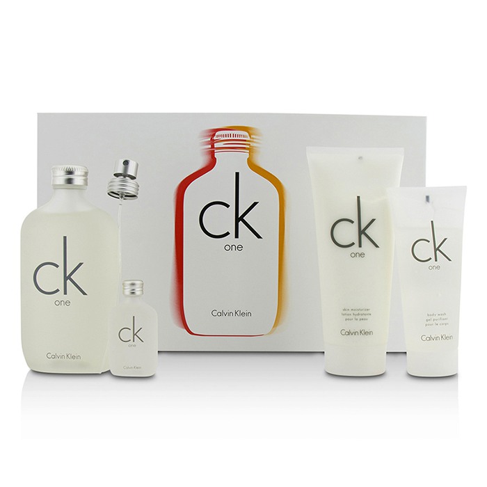 Calvin Klein Bộ CK One: Eau De Toilette Phun 200ml/6.7oz + Sữa Tắm 100ml/3.4oz + Dưỡng Ẩm Da 200ml/6.7oz + Eau De Toilette 15ml/0.5oz 4pcsProduct Thumbnail