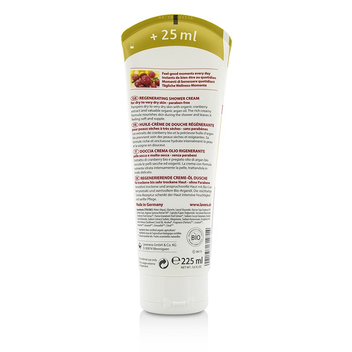 Lavera Organic Cranberry & Argan Oil Regenerating Shower Cream - For Dry To Very Dry Skin (Limited Edition) 225/7.6ozProduct Thumbnail
