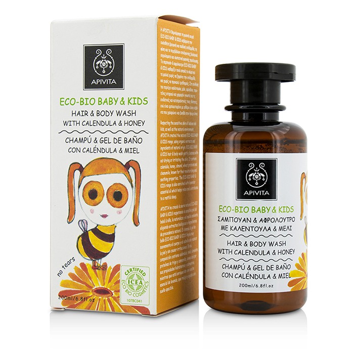 Apivita Eco-Bio Baby & Kids Hair & Body Wash With Calendula & Honey תרחיץ לגוף ולשיער קלנדולה ודבש עבור ילדים 200ml/6.8ozProduct Thumbnail