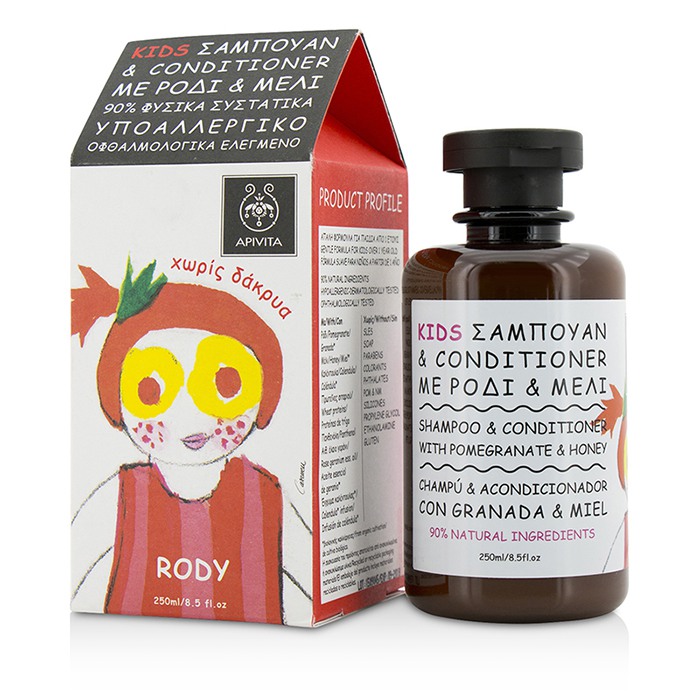 Apivita Szampon i odżywka do włosów dla dzieci Kids Shampoo & Conditioner With Pomegranate & Honey 250ml/8.5ozProduct Thumbnail