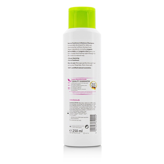 Lavera Organic Lemon Balm & Organic Mint Freshness & Balance Shampoo (for fett hår) 250ml/8.3ozProduct Thumbnail