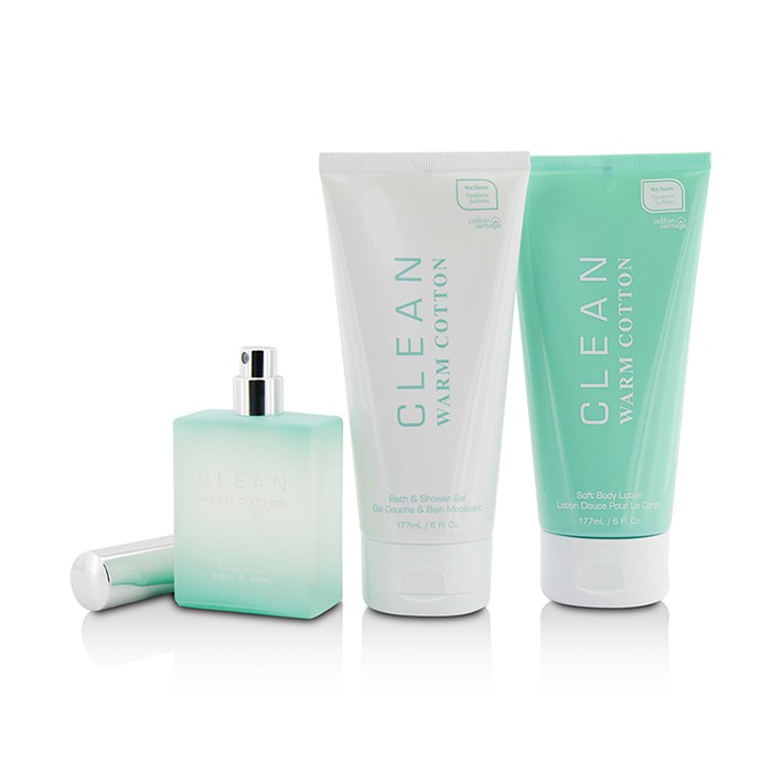 クリーン Clean Clean Warm Cotton Coffret: Eau De Parfum Spray 60ml/2.14oz + Bath & Shower Gel 177ml/6oz + Body Lotion 177ml/6oz 3pcsProduct Thumbnail
