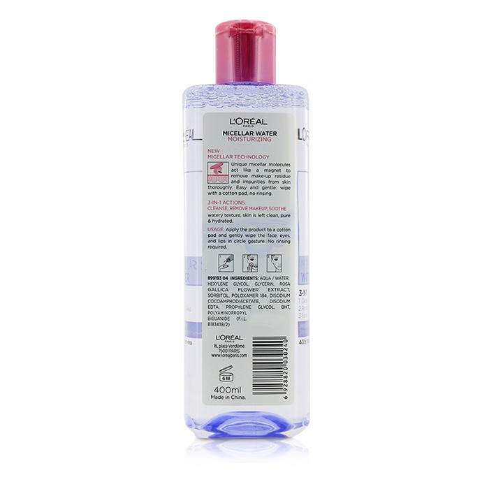 L'Oreal 3-In-1 Micellar Water (Moisturizing) - Even For Sensitive Skin 400ml/13.3ozProduct Thumbnail