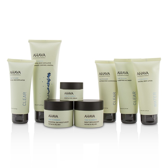 Ahava Essential Beauty Case: Body Exfoliator+Body Lotion+Cleanser+Facial Exfoliator+Mask+Day Cream+Night Cream+Eye Cream+Beige Bag 8pcs+1bagProduct Thumbnail