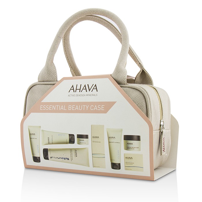 Ahava Essential Beauty Case: Body Exfoliator+Body Lotion+Cleanser+Facial Exfoliator+Mask+Day Cream+Night Cream+Eye Cream+Beige Bag 8pcs+1bagProduct Thumbnail