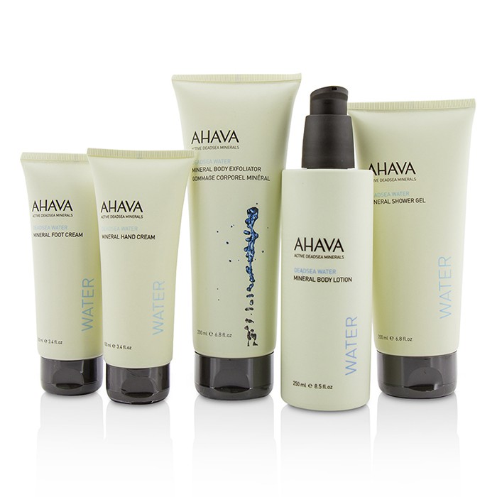 Ahava Deadsea Water Mineral Body Kit: Shower Gel + Body Exfoliator + Body Lotion + Hand Cream + Foot Cream + Blue Bag 5pcs+1bagProduct Thumbnail