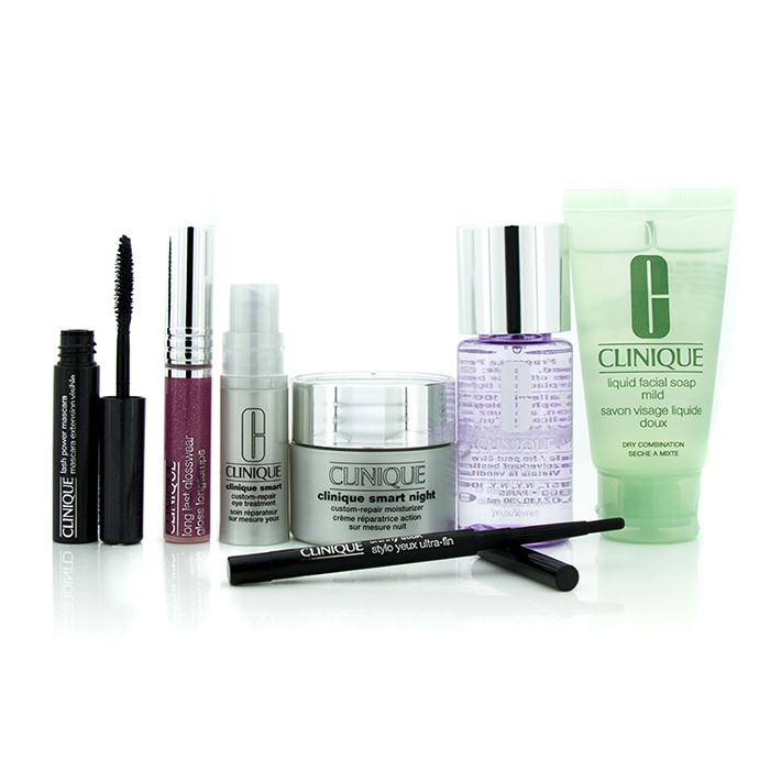 Clinique Travel Set: Make Up Remover+Liquid Facial Soap+Cream+Eye Treatment+Skinny Stick+Mascara+Lip Gloss+Bag 7pcs+1bagProduct Thumbnail