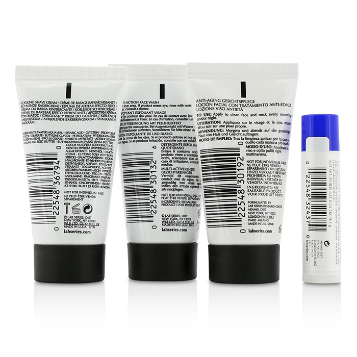 Lab Series 实验室护理旅行组合: 多效洁面 30ml + 乳液30ml + 剃须乳 30ml + 护唇膏 4.3g 4件Product Thumbnail