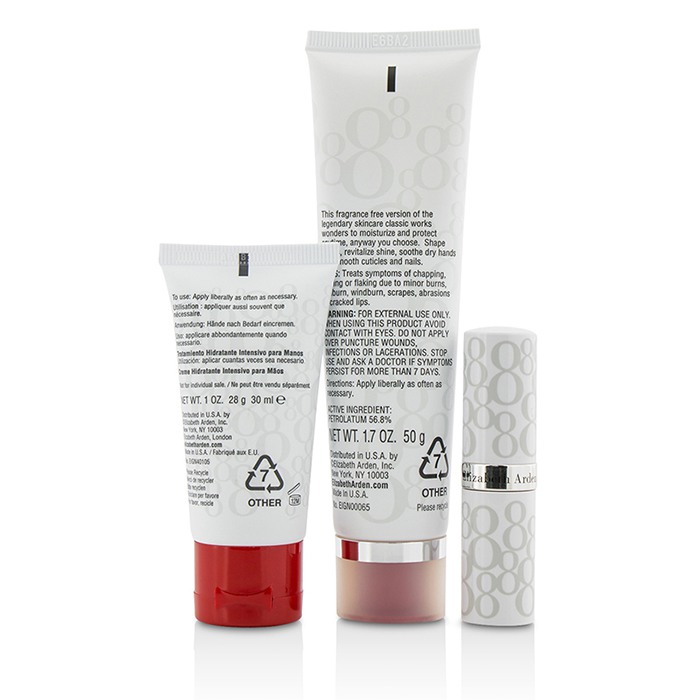 エリザベスアーデン Elizabeth Arden Eight Hour Cream Nourishing Skin Essentials Set: Skin Protectant Fragrance Free+Hand Treatment+Lip Protectant Stick SPF 15 3pcsProduct Thumbnail