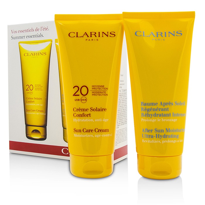 Clarins Set Summer Essentials: Crema de Cuidado Solar SPF 20 200ml/7oz + Hidratante Para Después de Afeitar 200ml/7oz 2pcsProduct Thumbnail