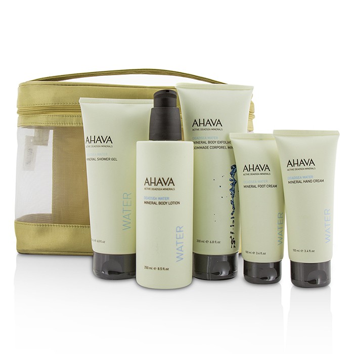 Ahava Deadsea Water Mineral Body Kit: Shower Gel + Body Exfoliator + Body Lotion + Hand Cream + Foot Cream + Gold Bag 5pcs+1bagProduct Thumbnail