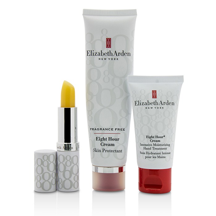 エリザベスアーデン Elizabeth Arden Eight Hour Cream Nourishing Skin Essentials Set: Skin Protectant Fragrance Free+Hand Treatment+Lip (Box Slightly Dameaged) 3pcsProduct Thumbnail