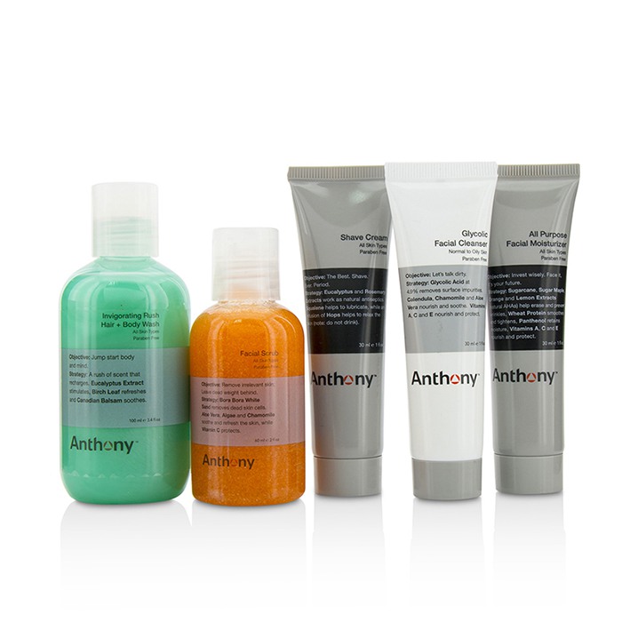 Anthony Fresh 5 Kit: Facial Scrub 60ml + Shave Cream 30ml + Invigorating Rush 100ml + Glycolic Facial Cleanser 30ml + All Purpose Facial Moisturizer 30ml 5pcsProduct Thumbnail