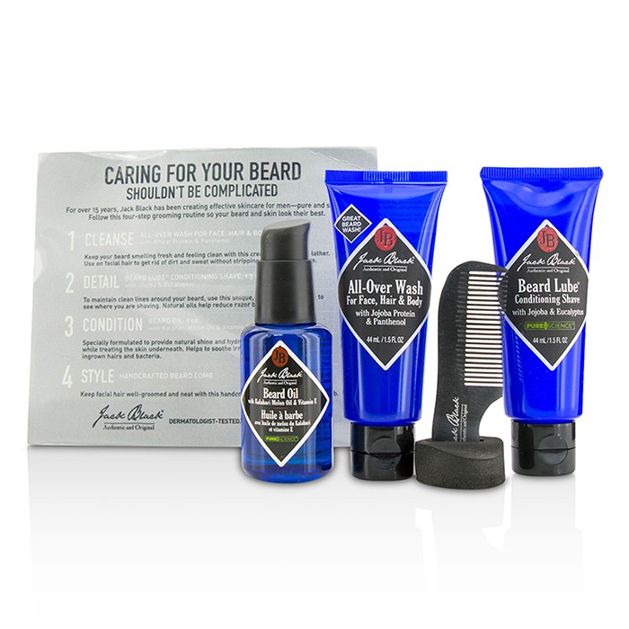 ジャックブラック Jack Black Beard Grooming Kit: All-Over Wash 44ml, Beard Oil 30ml, Beard Lube Conditioning Shave 44ml, Beard Comb 4pcsProduct Thumbnail