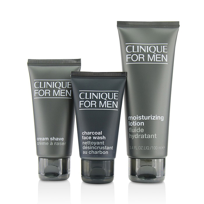Clinique Custom-Fit Daily Hydration Set: Charcoal Face Wash 50ml/1.7oz + Cream Shave 60ml/2oz + Moisturizing Lotion 100ml/3.4oz 3pcsProduct Thumbnail