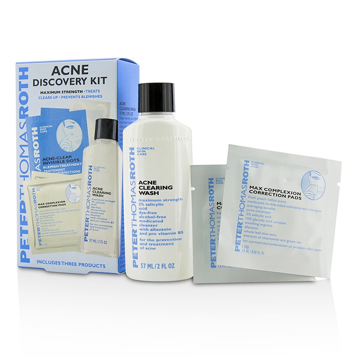 Peter Thomas Roth 彼得羅夫 Acne Discovery Kit: Acne Clearing Wash 57ml + Max Complexion Correction Pads 2pads + Acne-Clear Invisible Dots 24dots 3pcsProduct Thumbnail