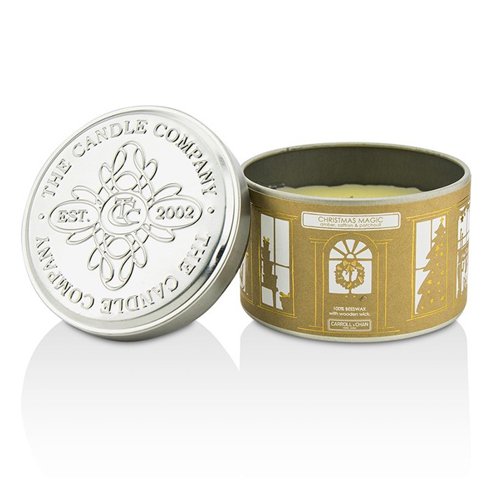 캔들 컴퍼니 The Candle Company Tin Can 100% Beeswax Candle with Wooden Wick - Christmas Magic (Amber, Saffron & Patchouli) (8x5) cmProduct Thumbnail