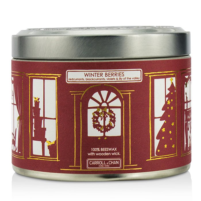 The Candle Company Tin Can 100% Beeswax Candle with wooden Wick – Mehiläisvahakynttilä puisella sydämellä - Winter Berries (Redcurrants, Blackcurrants, Violets & Lily Of The Valley) (8x5) cmProduct Thumbnail