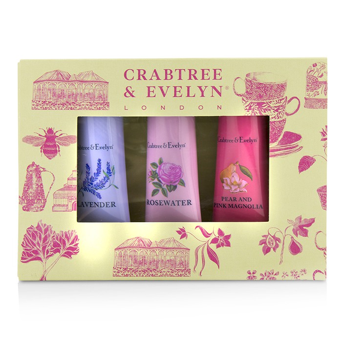 Crabtree & Evelyn Florals Hand Therapy Set (1x Pear & Pink Magnolia, 1x Rosewater, 1x Lavender) 3x25g/0.9ozProduct Thumbnail