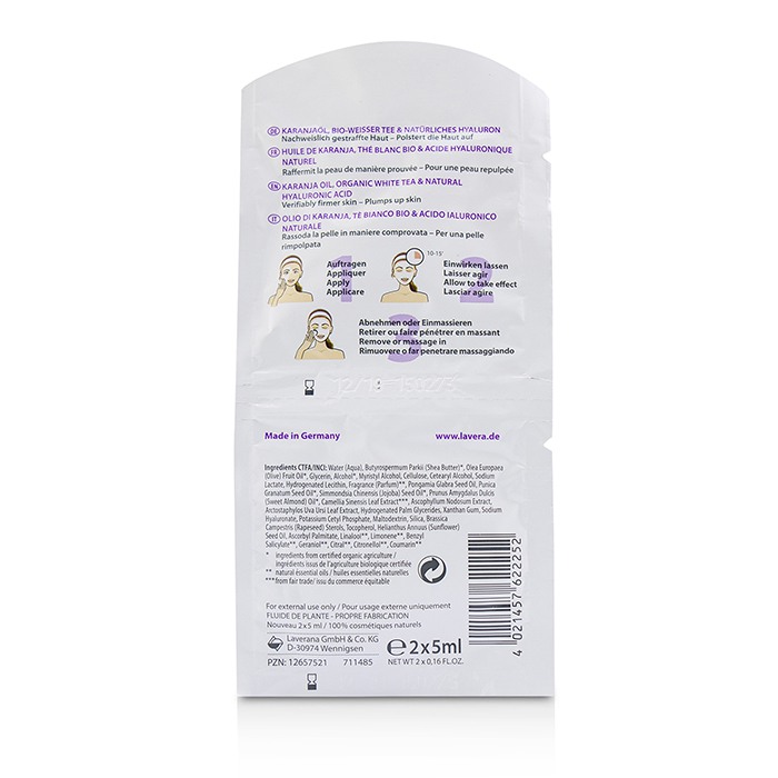 Lavera 萊唯德 有機白茶提升肌膚效果 - 光滑面膜Karanja Oil & Organic White Tea Lifting Effect Skin-Smoothing Mask 2x5mlProduct Thumbnail