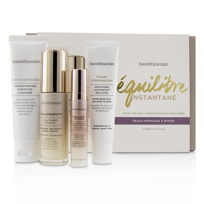BareMinerals Balance To-Go Started Kit (Normal to Combination Skin): Clay Chameleon+Skinlongevity+Brilliant Future+Smart Combination 4pcsProduct Thumbnail